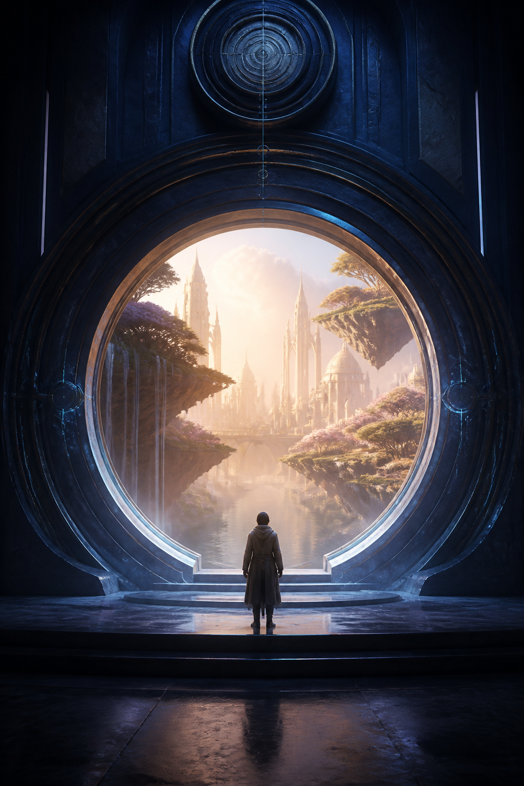 An explorer facing a circular gateway into Simiyaland